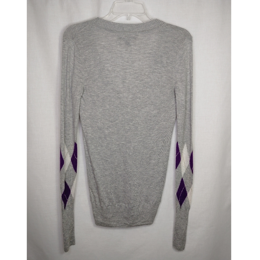Express Gray Deep V-Neck Lightweight Sweater Sz S - image 3